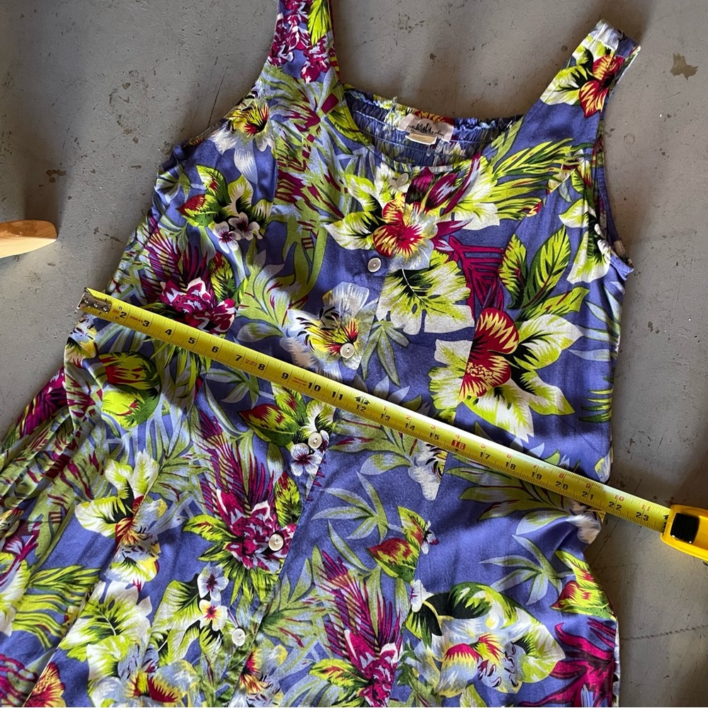 Vintage Y2K Metropolitan Tropical Floral Flowy Sundress L - Picture 12 of 13